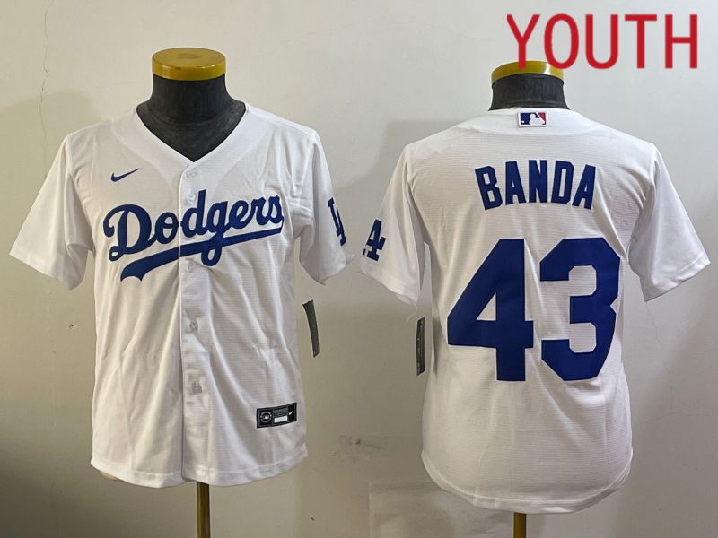 Youth Los Angeles Dodgers #43 Banda White Game 2024 Nike MLB Jersey style 1209->youth mlb jersey->Youth Jersey